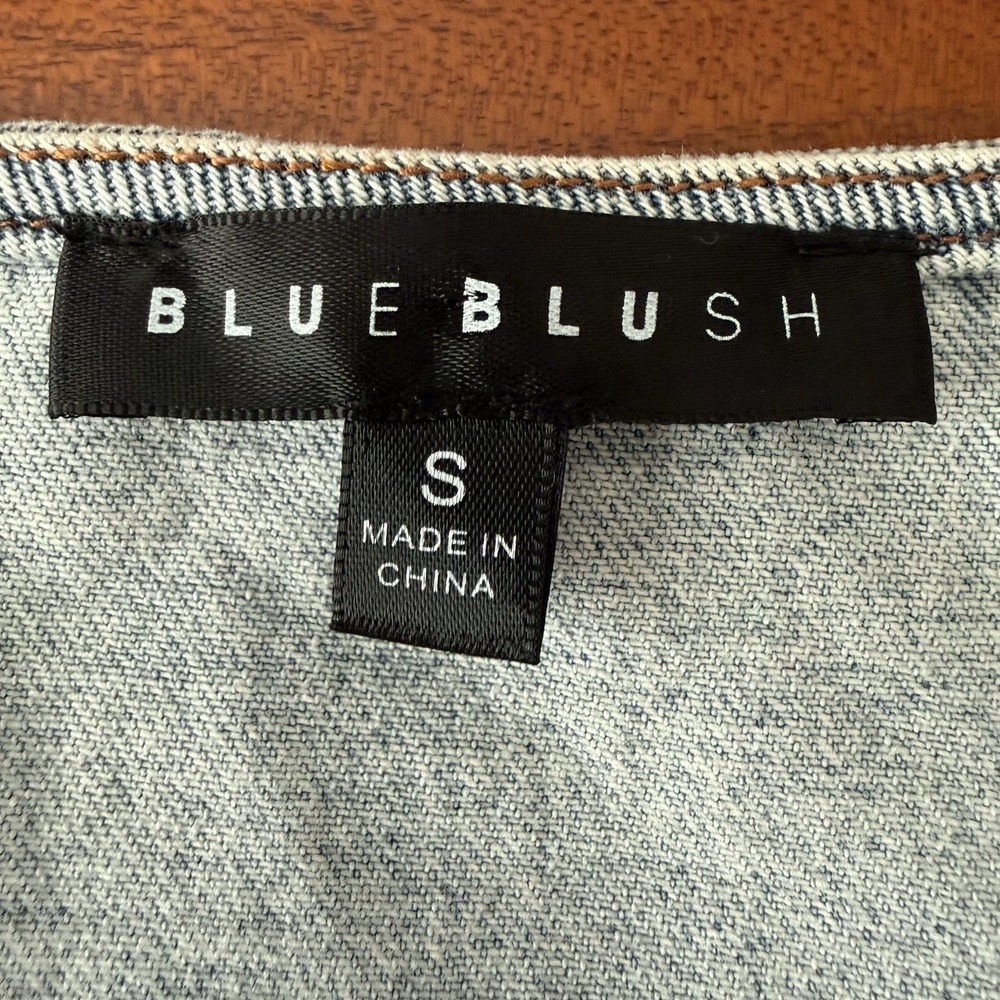 Tie Front Denim Vest Women's Small Light Wash Boho Western Festival Blue Blush - Picture 7 of 9